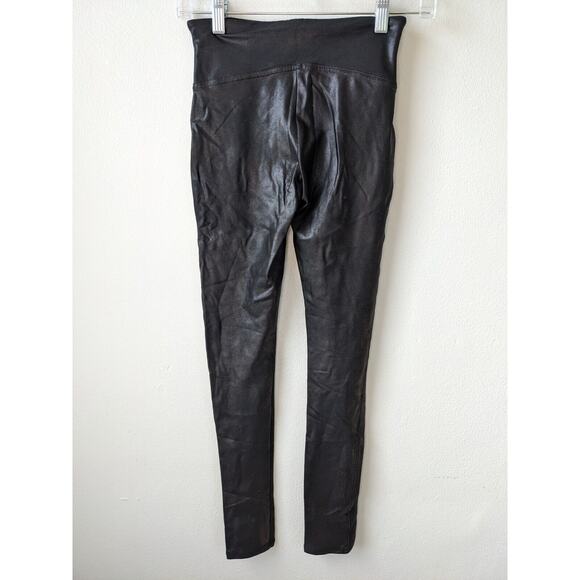 Spanx Size Small Faux Leather Leggings Pants Black High Rise Pull On Stretch - Picture 6 of 12